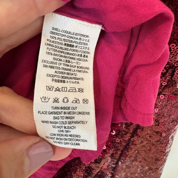 FREE PEOPLE Liquid Shine Sequin Sleeveless Swing Mini Dress Ruby Red Small NEW - Picture 9 of 13